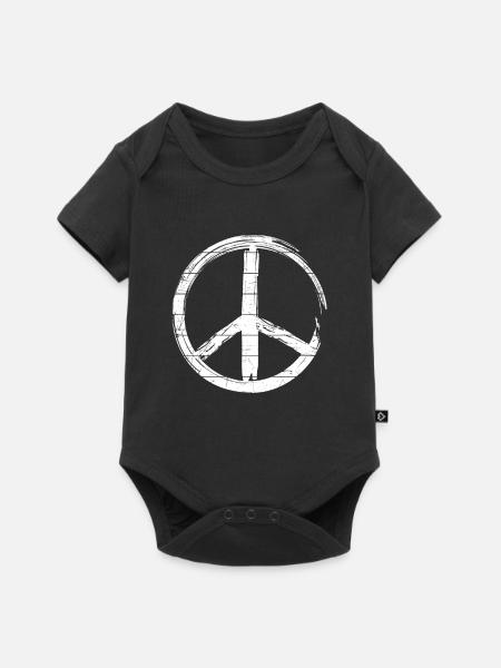 Friedenszeichen - Peace Frieden - Baby Premium Kurzarmbody - Schwarz