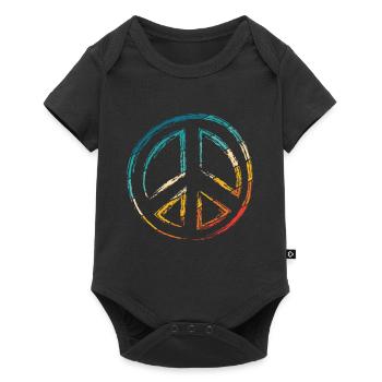 Friedenszeichen - Peace Frieden - Baby Premium Kurzarmbody - Schwarz - Vorne