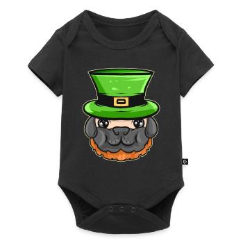 Carlin kawaii avec barbe rouge et chapeau vert pour St. - Body à manches courtes Premium Bébé - noir - Devant