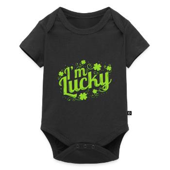 I'm Lucky Logo With Shamrocks For St. Patrick's Day - Baby Premium short-sleeve bodysuit - black - Front