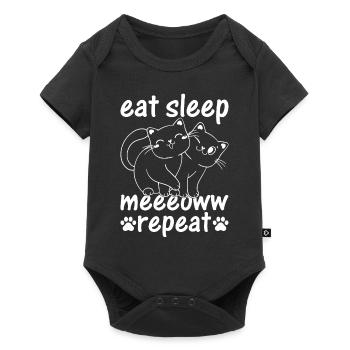 Cat Lover - Eat Sleep Meeeoww Repeat - Katzenbesit - Baby Premium Kurzarmbody - Schwarz - Vorne
