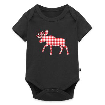 Buffalo Plaid Moose Matching Family Christmas - Baby Premium short-sleeve bodysuit - black - Front