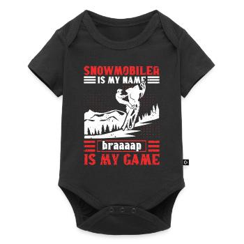 Schneemobil Fahrer Spruch - Baby Premium Kurzarmbody - Schwarz - Vorne