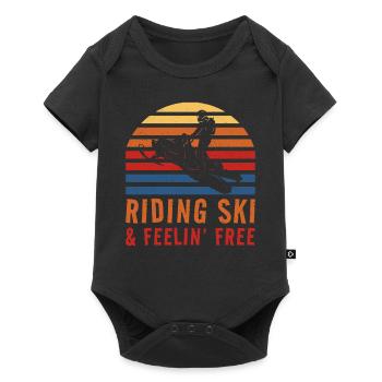 Schneemobil Fahrer Spruch - Baby Premium Kurzarmbody - Schwarz - Vorne
