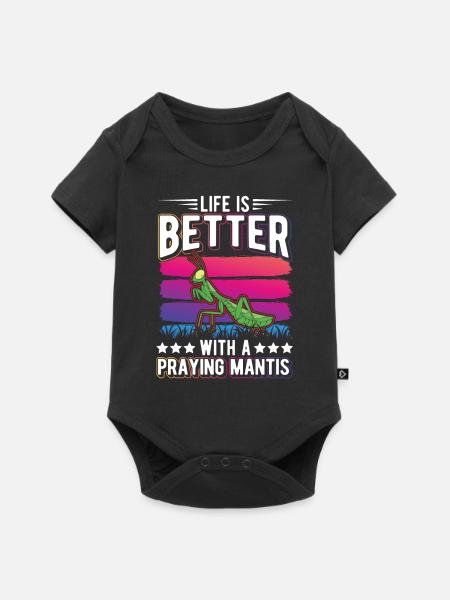 Gottesanbeterin Mantis Fangschrecke - Baby Premium Kurzarmbody - Schwarz