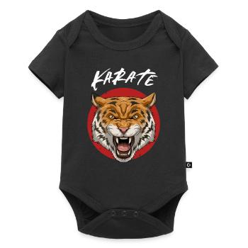 Karate Wütender Tiger - Baby Premium Kurzarmbody - Schwarz - Vorne
