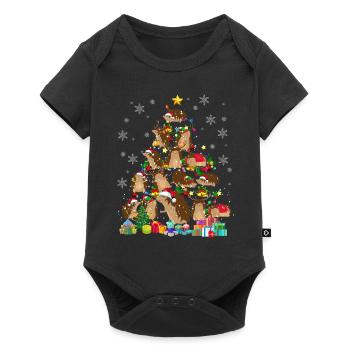 Weihnachtsmann Elf Rentier Igel Weihnachtsbaum - Baby Premium Kurzarmbody - Schwarz - Vorne