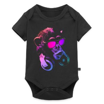 Affen DJ Pink - Baby Premium Kurzarmbody - Schwarz - Vorne