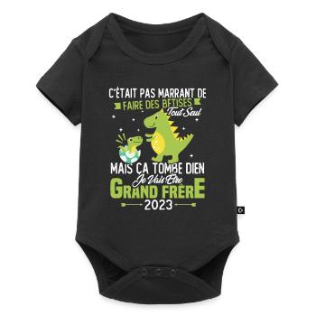Je vais être grand frère 2023 / Cadeau grand frère - Body à manches courtes Premium Bébé - noir - Devant