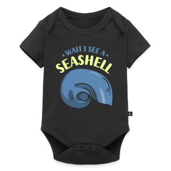 En attendant, je vois une coquille ramasser des coquillages - Body à manches courtes Premium Bébé - noir - Devant