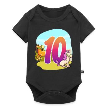 10th Birthday Riding Horse Theme Ten Party - Baby Premium short-sleeve bodysuit - black - Front
