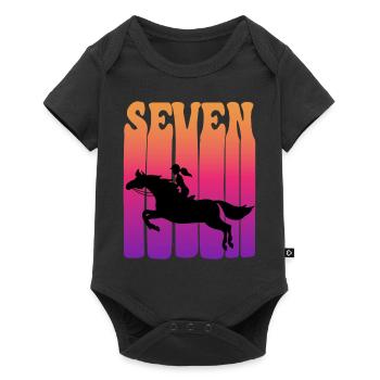 Girl riding, I am 7 years old, children 7. - Baby Premium short-sleeve bodysuit - black - Front
