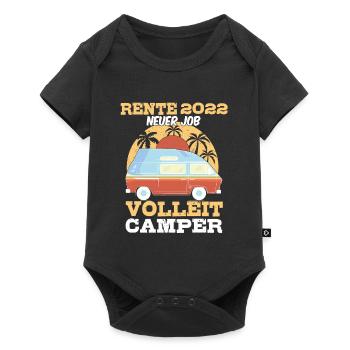 Rente 2022 Renteneintritt Camping Camper - Baby Premium Kurzarmbody - Schwarz - Vorne
