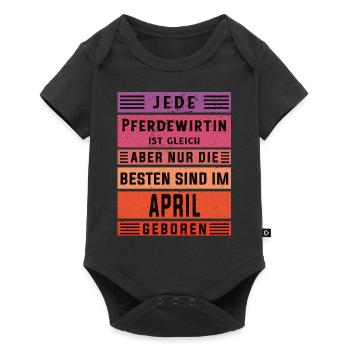 Pferde Geburtstag April geboren Pferdewirtin - Baby Premium Kurzarmbody - Schwarz - Vorne