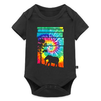 Afrika Safari Elefant - Baby Premium Kurzarmbody - Schwarz - Vorne