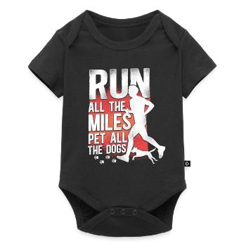 Running Runner Demi-Marathon Chien - Body à manches courtes Premium Bébé - noir - Devant