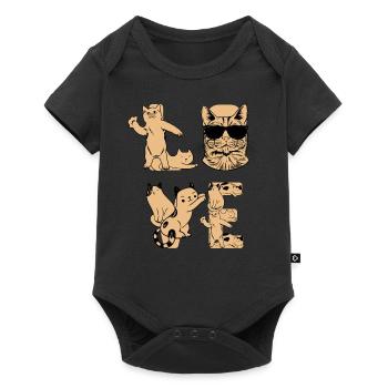 Chat LOVE Chats I Mignon Cat Lover Ka - Body à manches courtes Premium Bébé - noir - Devant