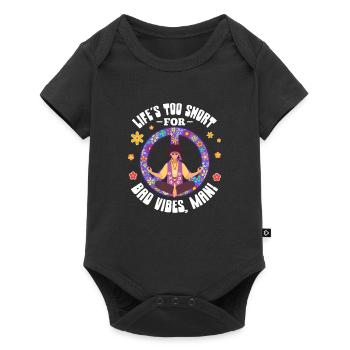 Hippie Peace Flower Power Amour Paix Cadeau - Body à manches courtes Premium Bébé - noir - Devant