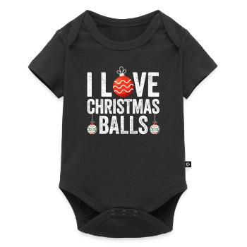 I love Christmas balls Funny Christmas - Baby Premium short-sleeve bodysuit - black - Front