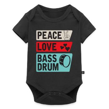 Peace Love Bass Drum Instrument de musique - Body à manches courtes Premium Bébé - noir - Devant