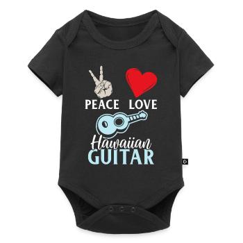 Peace Love Hawaiian Guitar Ukulele - Baby Premium Kurzarmbody - Schwarz - Vorne