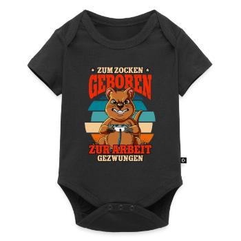 Zum Zocken Geboren Zum Arbeiten Gezwungen - Baby Premium Kurzarmbody - Schwarz - Vorne