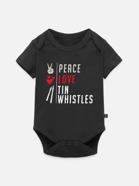 Peace Love Tin Whistles Music Instrument - Baby Premium short-sleeve bodysuit - black