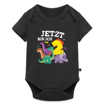 Now I Am 2 Dino Birthday Dinosaur - Baby Premium short-sleeve bodysuit - black - Front