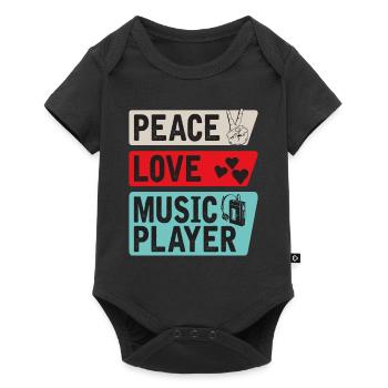 Peace Love Music Player Mélomanes - Body à manches courtes Premium Bébé - noir - Devant
