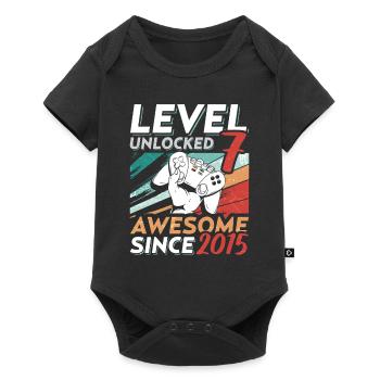 Level 7 Birthday 7 Year Old 2015 Gaming Video - Baby Premium Kurzarmbody - Schwarz - Vorne