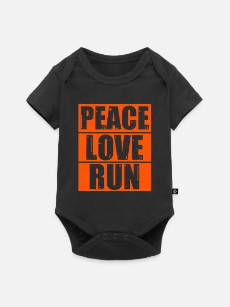 frieden liebe rennen - Baby Premium Kurzarmbody - Schwarz