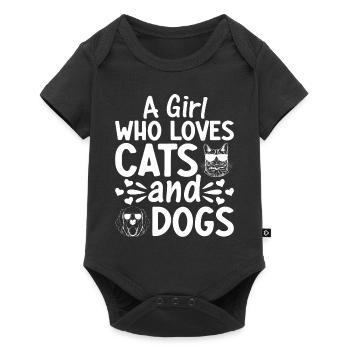 Amoureux des chiens Fille Amoureux des chats I a - Body à manches courtes Premium Bébé - noir - Devant