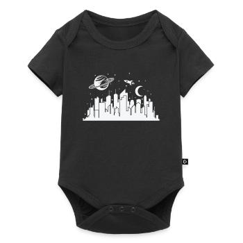 Skyline avec planète et ville fusée - Body à manches courtes Premium Bébé - noir - Devant