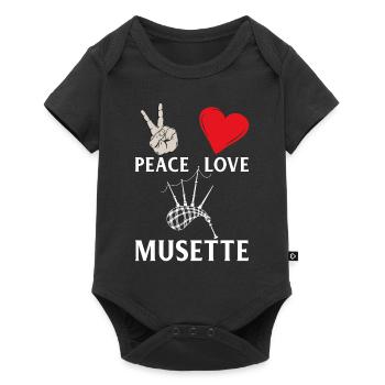 Peace Love Musette Baroque Musette - Baby Premium Kurzarmbody - Schwarz - Vorne