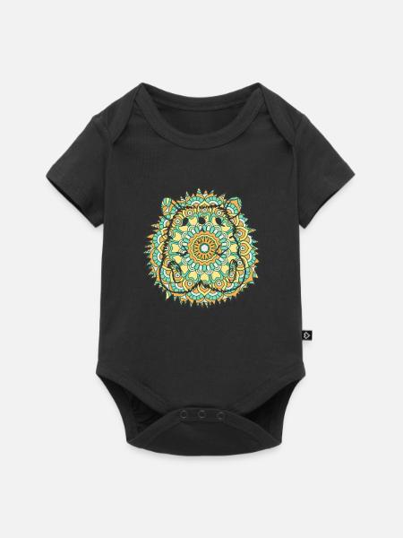 Mandala Igel Geometrie Muster - Baby Premium Kurzarmbody - Schwarz