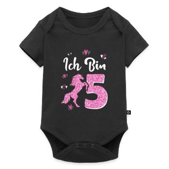 Birthday Girl 5 Years Horse Princess - Baby Premium short-sleeve bodysuit - black - Front