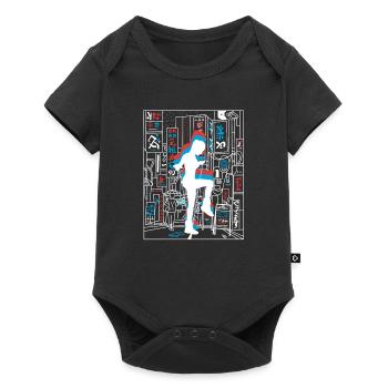 Vaporwave Synthwave Skyline Saut à la corde - Body à manches courtes Premium Bébé - noir - Devant