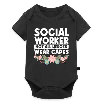School Social Work Month Flowers - Baby Premium Kurzarmbody - Schwarz - Vorne