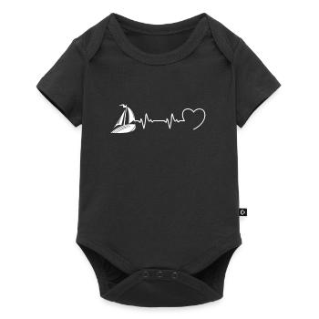 Herzschlag Segelboot Humor Boot Mann Segeln - Baby Premium Kurzarmbody - Schwarz - Vorne