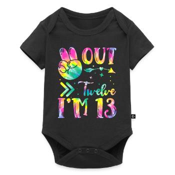 Peace Out Twelve I'm 13 | Tie Dye Themed - Baby Premium Kurzarmbody - Schwarz - Vorne