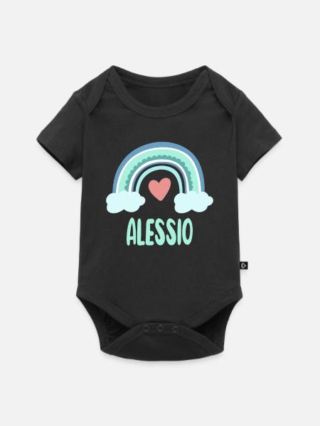 Alessio Name Regenbogen Baby - Baby Premium Kurzarmbody - Schwarz