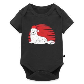 Seal Santa Claus Cap Animal Lovers Christmas - Baby Premium short-sleeve bodysuit - black - Front
