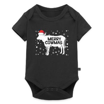Merry Cowmas Lustige Kuh Weihnachten Pyjamas Weih - Baby Premium Kurzarmbody - Schwarz - Vorne