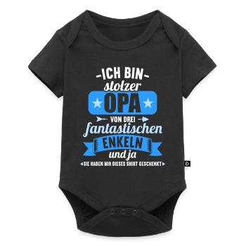 stolzer Opa von drei fantastische Enkeln - Baby Premium Kurzarmbody - Schwarz - Vorne
