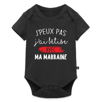 J'peux pas j'ai bêtise avec marraine - Body à manches courtes Premium Bébé - noir - Devant