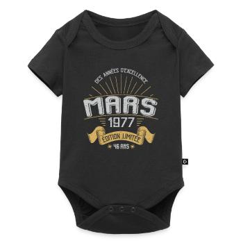 Mars 1977 46 Ans Anniversaire Vintage Idée Cadeau - Body à manches courtes Premium Bébé - noir - Devant