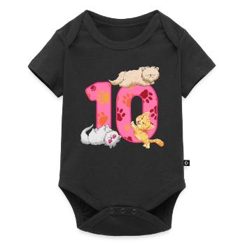 Chaton du 10e anniversaire | Chemise d’anniversaire de chat - Body à manches courtes Premium Bébé - noir - Devant