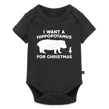 Ich Möchte Ein Nilpferd Zu Weihnachten - Baby Premium Kurzarmbody - Schwarz - Vorne