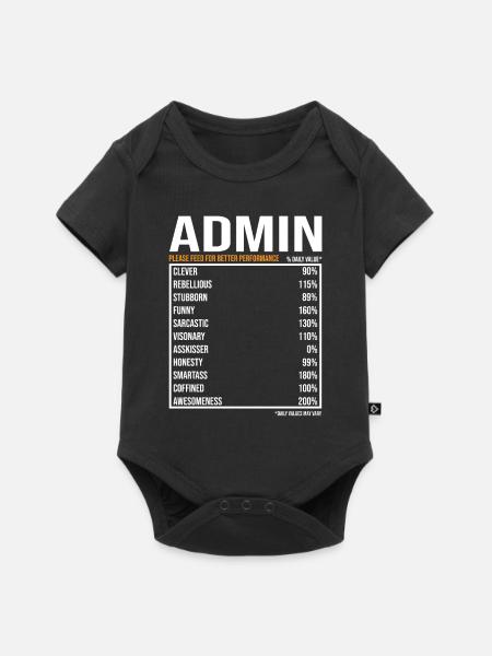 Admin tageswerte Lustig Admin - Baby Premium Kurzarmbody - Schwarz