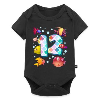 12th birthday | Rainbow Fish Birthday | - Baby Premium short-sleeve bodysuit - black - Front
